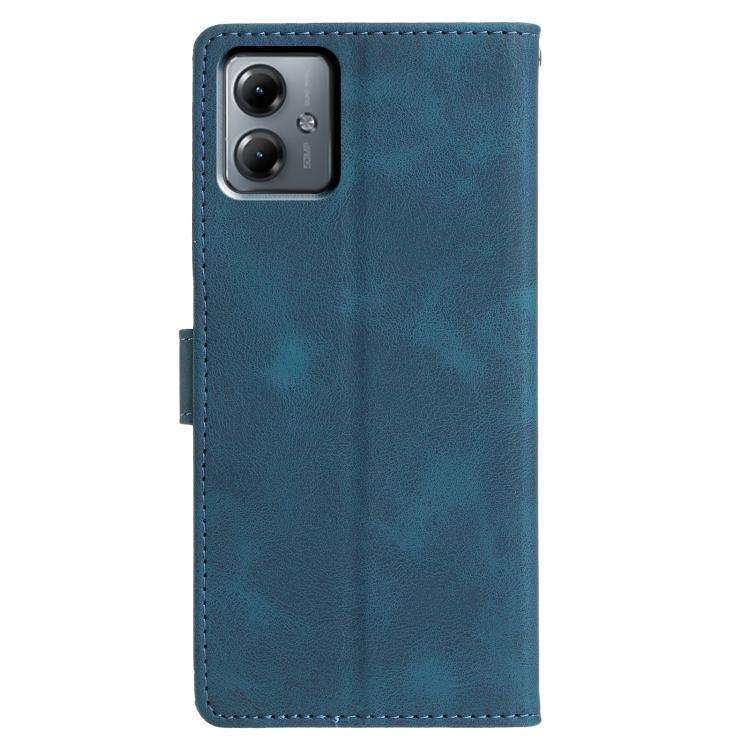 For Motorola Moto G14 Triangles Embossed Leather Phone Case(Blue)