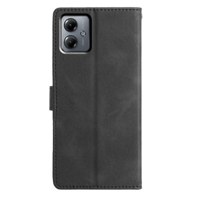 For Motorola Moto G14 Triangles Embossed Leather Phone Case(Black)