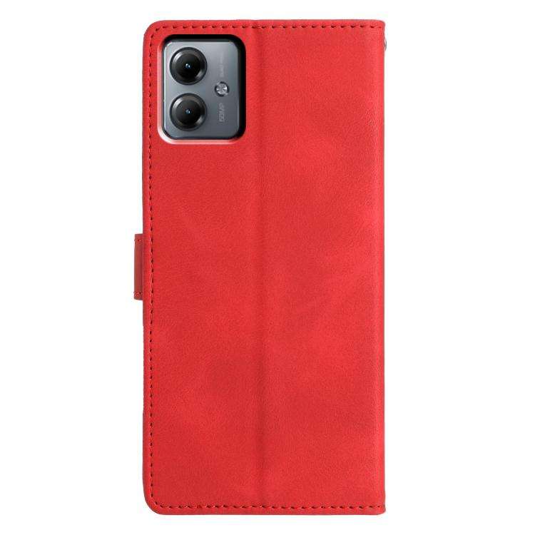 For Motorola Moto G14 Triangles Embossed Leather Phone Case(Red)