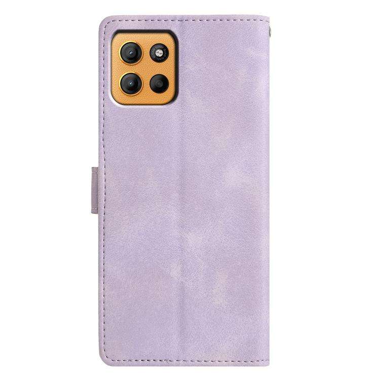 For Motorola Moto G15 Triangles Embossed Leather Phone Case(Purple)