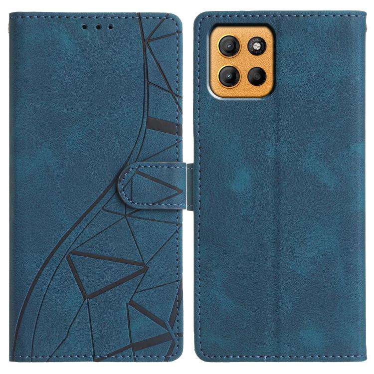For Motorola Moto G15 Triangles Embossed Leather Phone Case(Blue)