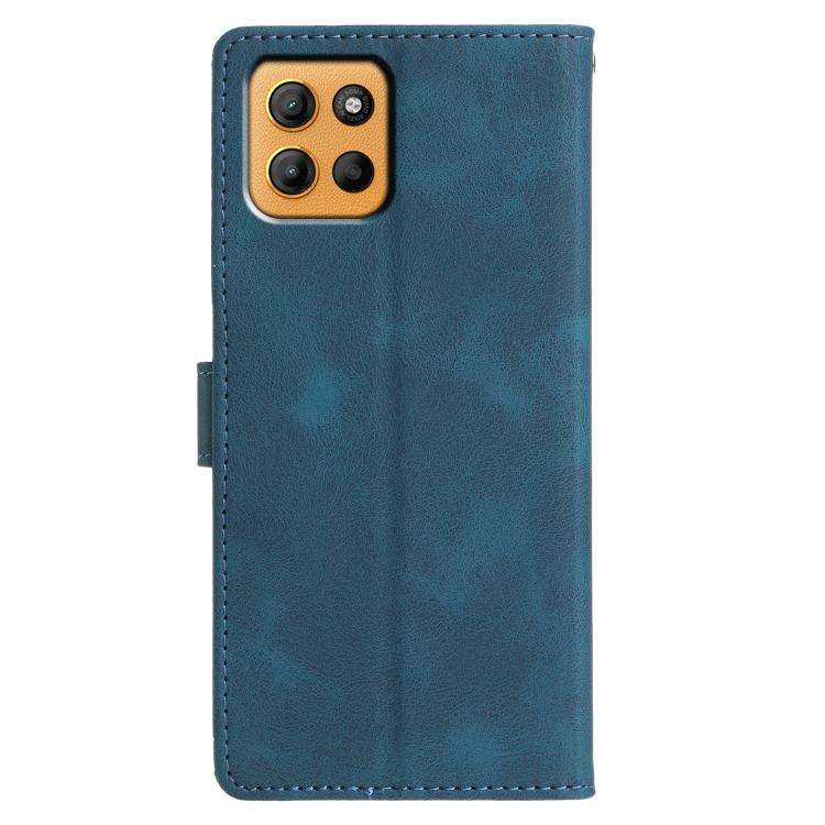 For Motorola Moto G15 Triangles Embossed Leather Phone Case(Blue)