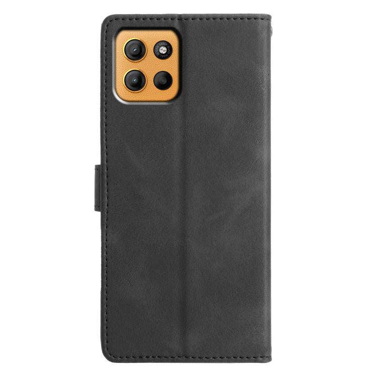 For Motorola Moto G15 Triangles Embossed Leather Phone Case(Black)