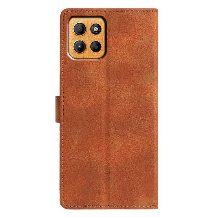 For Motorola Moto G15 Triangles Embossed Leather Phone Case(Brown)