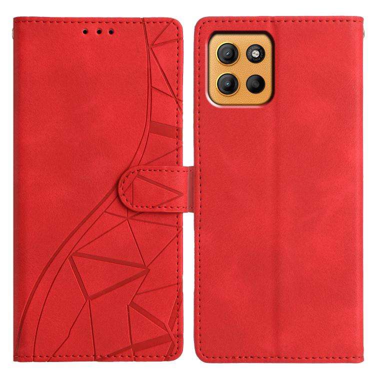 For Motorola Moto G15 Triangles Embossed Leather Phone Case(Red)
