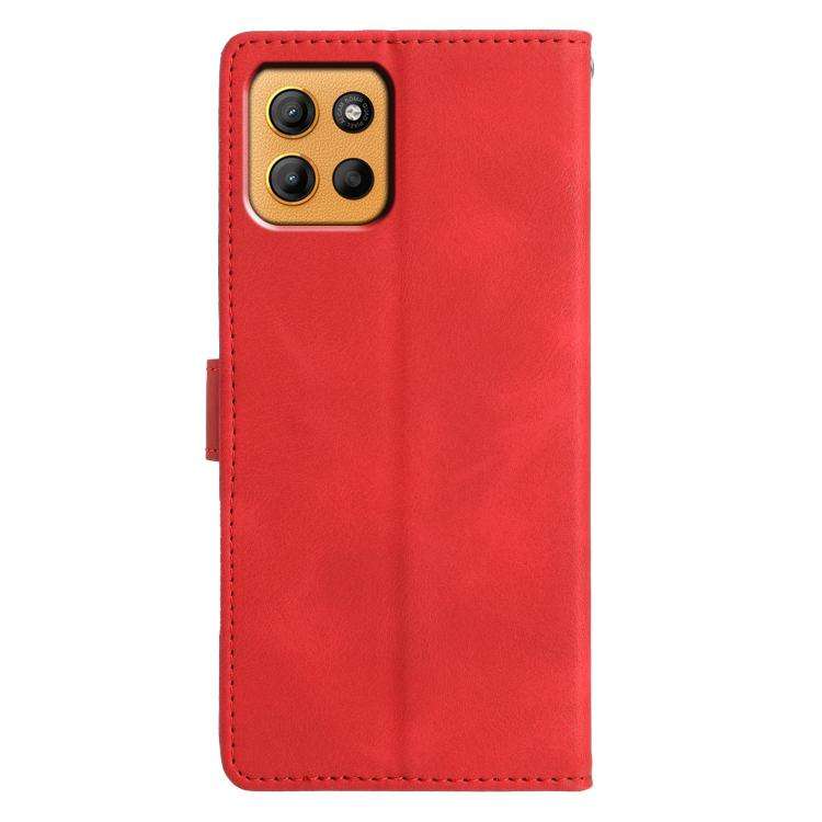 For Motorola Moto G15 Triangles Embossed Leather Phone Case(Red)