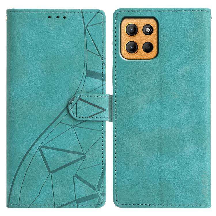 For Motorola Moto G15 Triangles Embossed Leather Phone Case(Green)