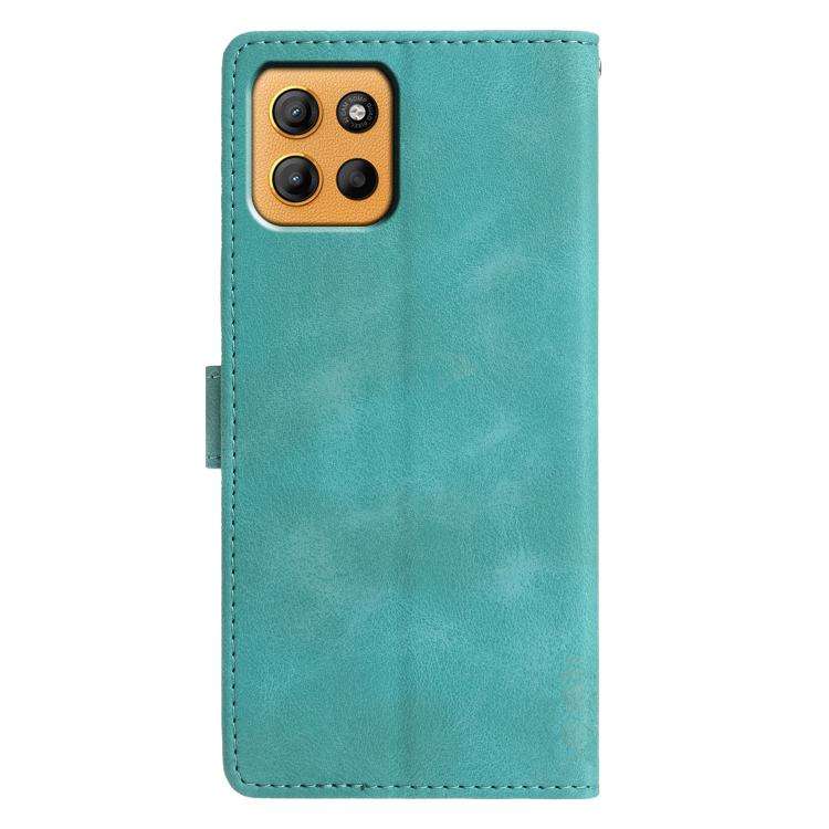 For Motorola Moto G15 Triangles Embossed Leather Phone Case(Green)