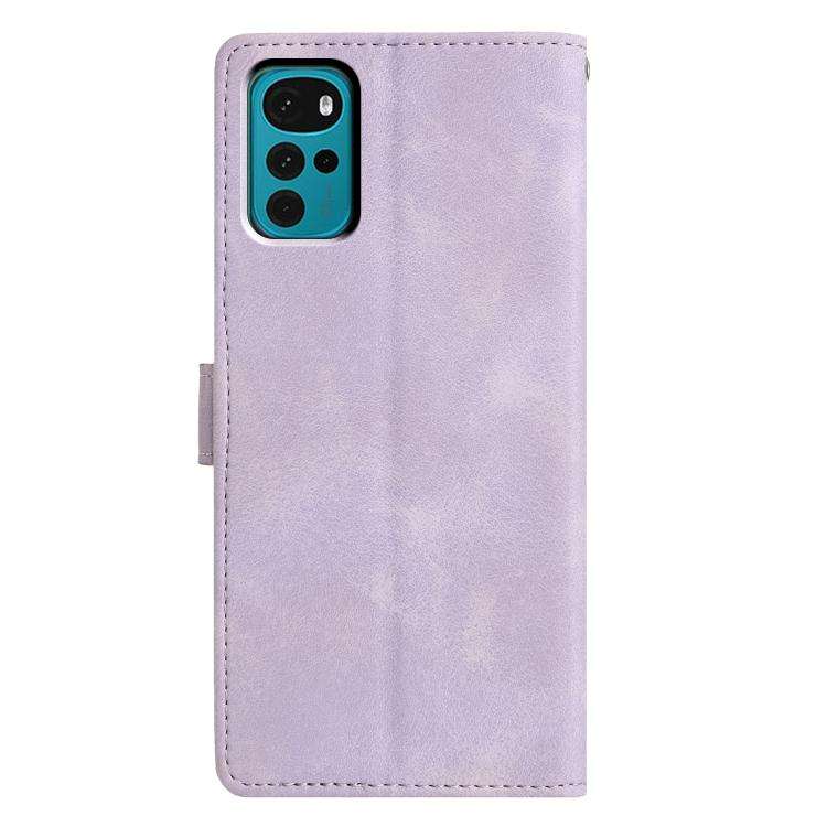 For Motorola Moto G22 Triangles Embossed Leather Phone Case(Purple)