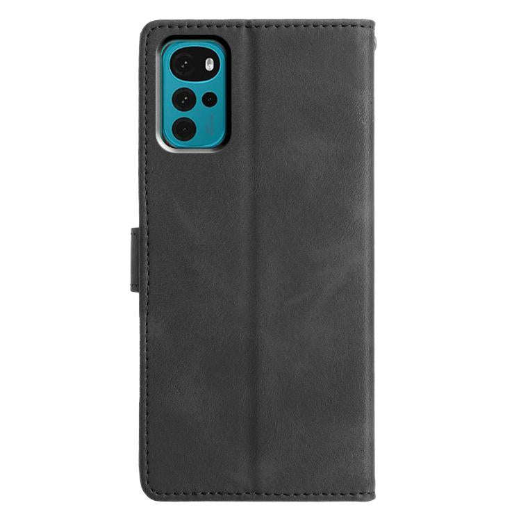 For Motorola Moto G22 Triangles Embossed Leather Phone Case(Black)