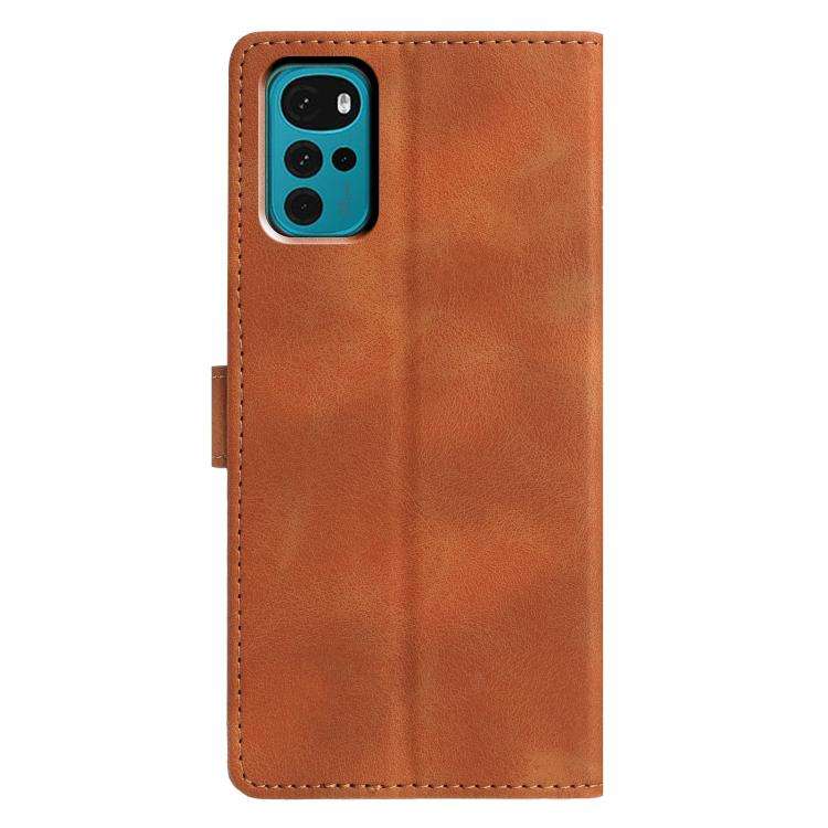 For Motorola Moto G22 Triangles Embossed Leather Phone Case(Brown)