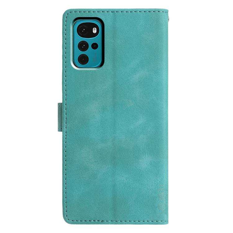 For Motorola Moto G22 Triangles Embossed Leather Phone Case(Green)