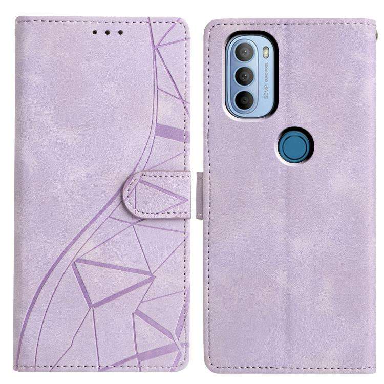 For Motorola Moto G31 / G41 Triangles Embossed Leather Phone Case(Purple)
