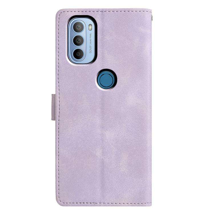For Motorola Moto G31 / G41 Triangles Embossed Leather Phone Case(Purple)