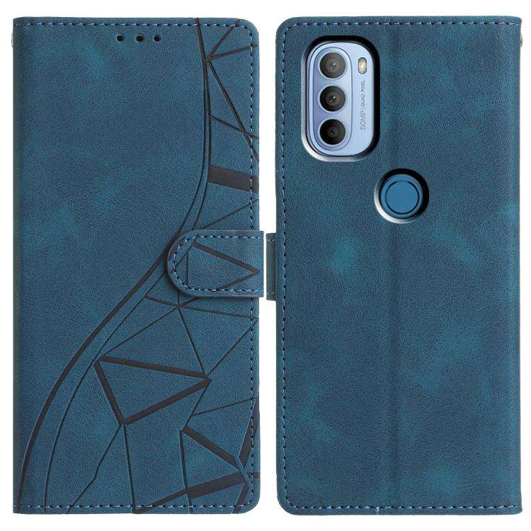 For Motorola Moto G31 / G41 Triangles Embossed Leather Phone Case(Blue)