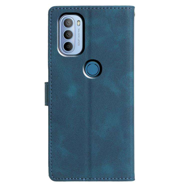 For Motorola Moto G31 / G41 Triangles Embossed Leather Phone Case(Blue)