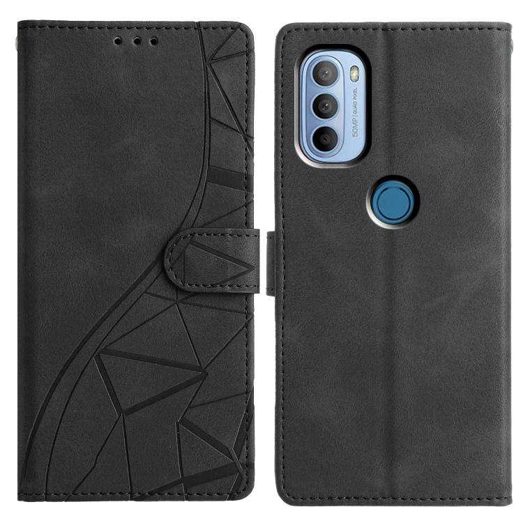 For Motorola Moto G31 / G41 Triangles Embossed Leather Phone Case(Black)