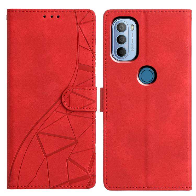 For Motorola Moto G31 / G41 Triangles Embossed Leather Phone Case(Red)