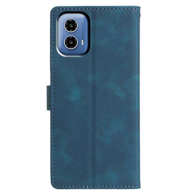 For Motorola Moto G34 Triangles Embossed Leather Phone Case(Blue)
