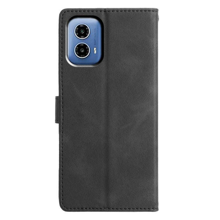 For Motorola Moto G34 Triangles Embossed Leather Phone Case(Black)