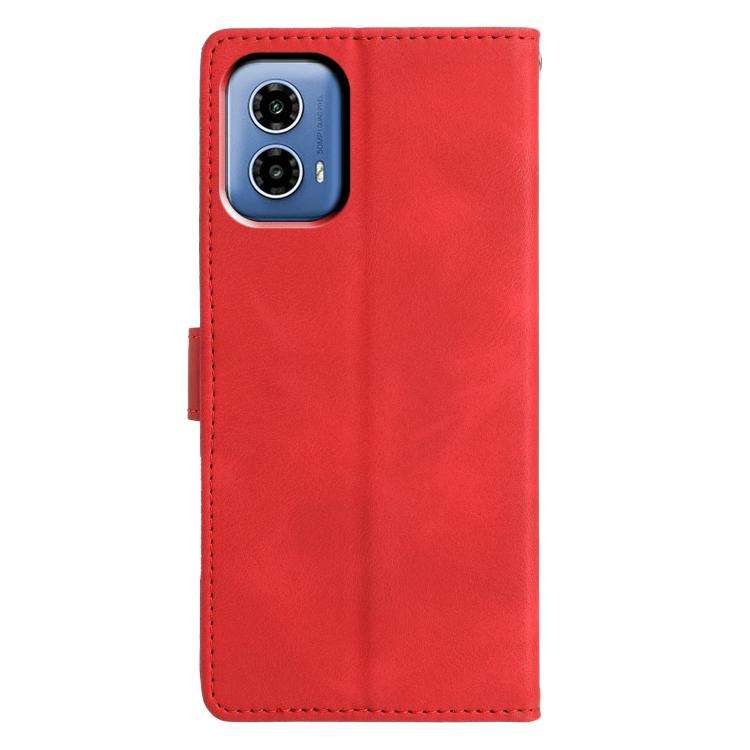 For Motorola Moto G34 Triangles Embossed Leather Phone Case(Red)