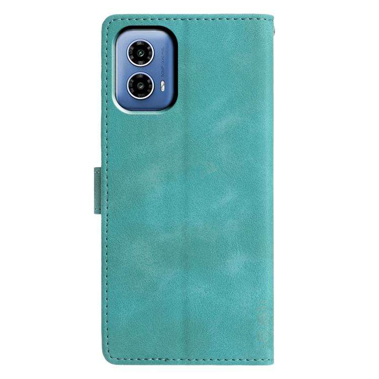 For Motorola Moto G34 Triangles Embossed Leather Phone Case(Green)
