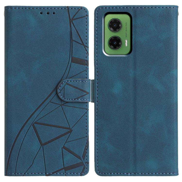 For Motorola Moto G35 Triangles Embossed Leather Phone Case(Blue)