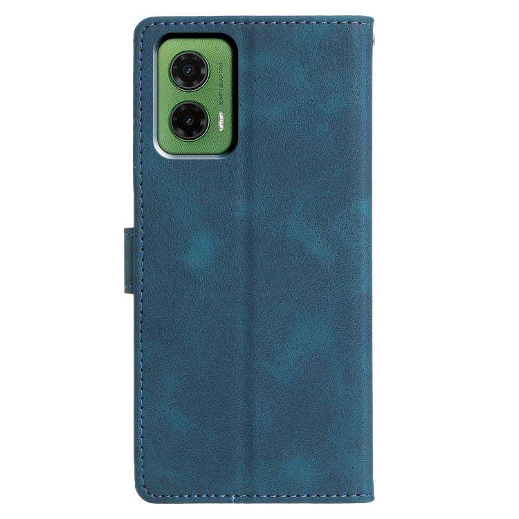 For Motorola Moto G35 Triangles Embossed Leather Phone Case(Blue)