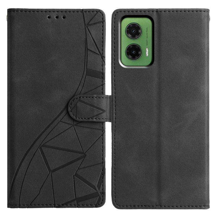 For Motorola Moto G35 Triangles Embossed Leather Phone Case(Black)