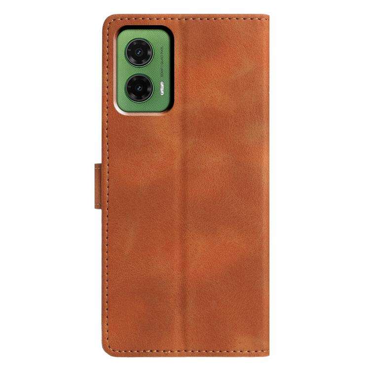 For Motorola Moto G35 Triangles Embossed Leather Phone Case(Brown)