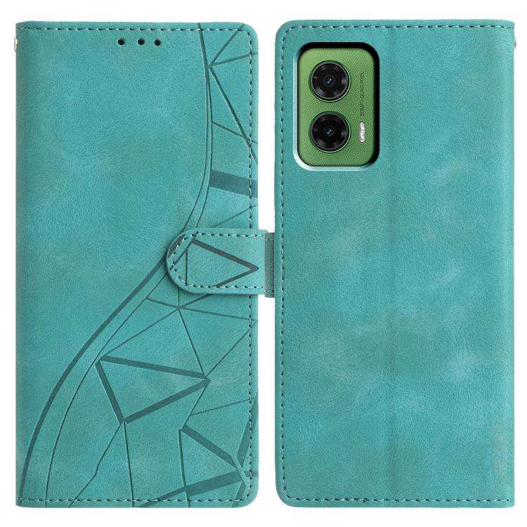 For Motorola Moto G35 Triangles Embossed Leather Phone Case(Green)
