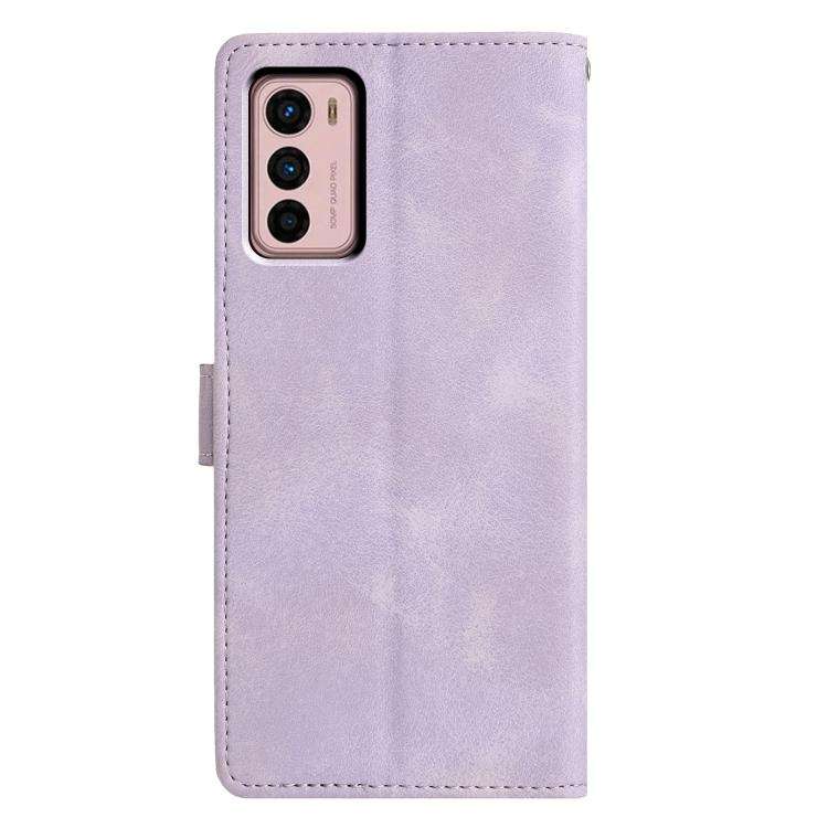 For Motorola Moto G42 Triangles Embossed Leather Phone Case(Purple)
