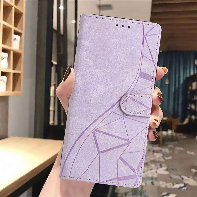 For Motorola Moto G42 Triangles Embossed Leather Phone Case(Purple)
