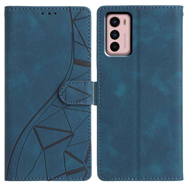 For Motorola Moto G42 Triangles Embossed Leather Phone Case(Blue)