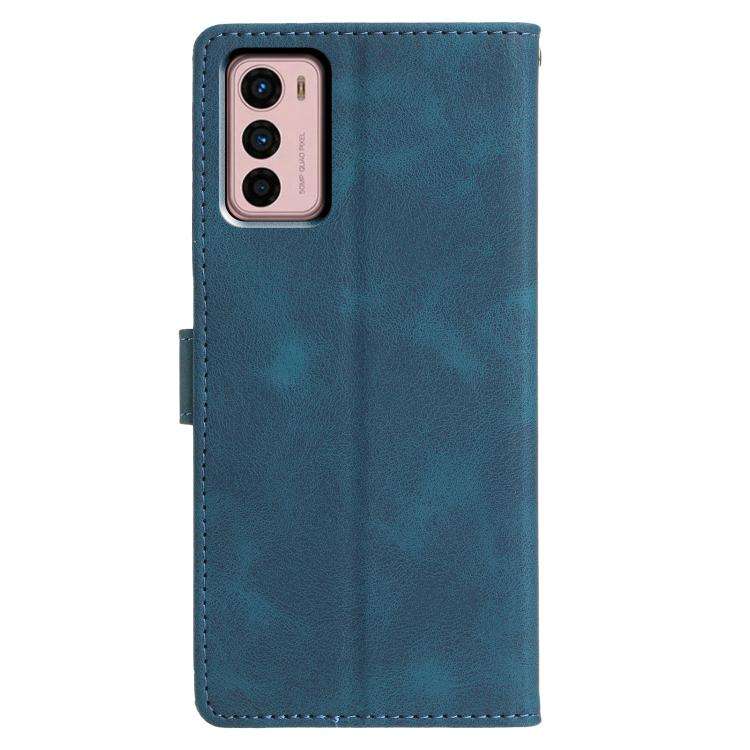 For Motorola Moto G42 Triangles Embossed Leather Phone Case(Blue)
