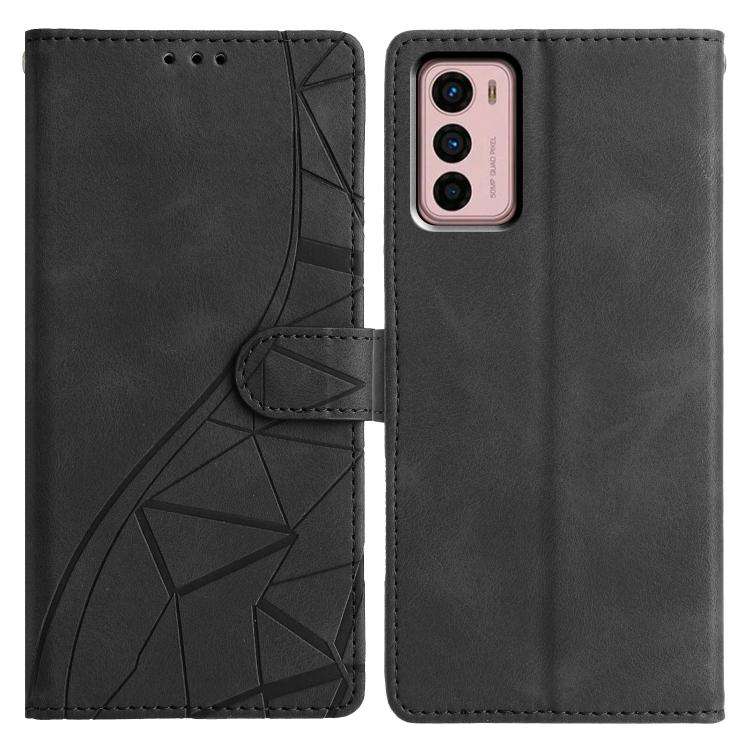 For Motorola Moto G42 Triangles Embossed Leather Phone Case(Black)