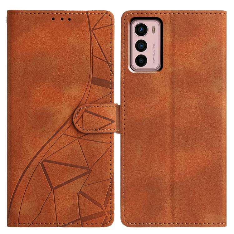 For Motorola Moto G42 Triangles Embossed Leather Phone Case(Brown)