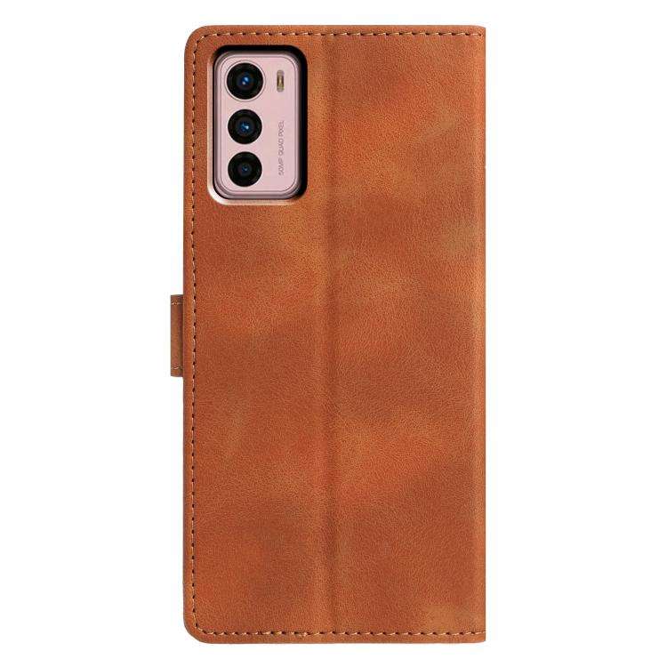 For Motorola Moto G42 Triangles Embossed Leather Phone Case(Brown)