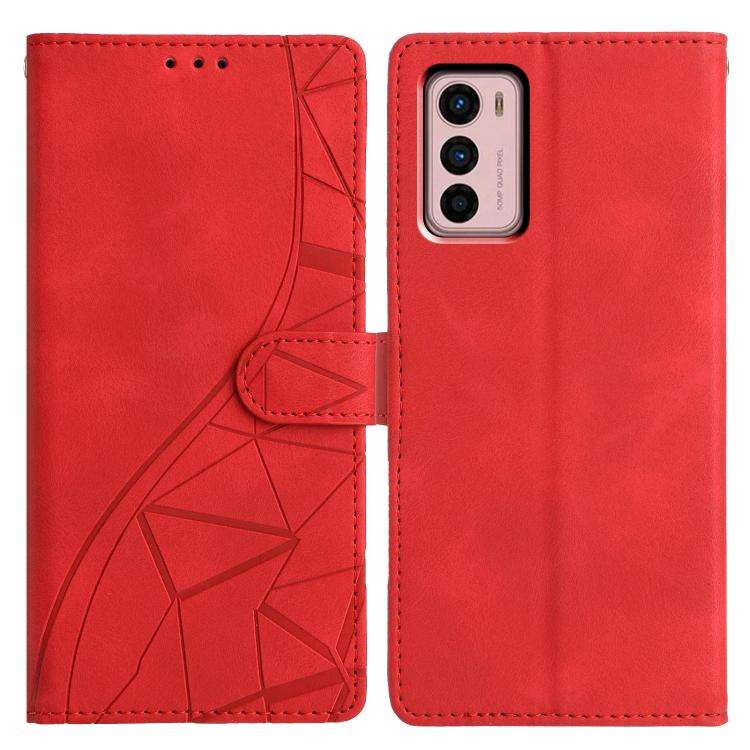 For Motorola Moto G42 Triangles Embossed Leather Phone Case(Red)