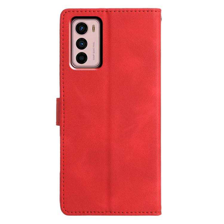 For Motorola Moto G42 Triangles Embossed Leather Phone Case(Red)