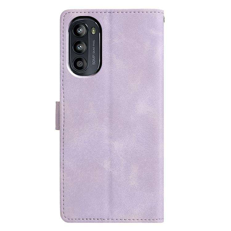 For Motorola Moto G52 Triangles Embossed Leather Phone Case(Purple)