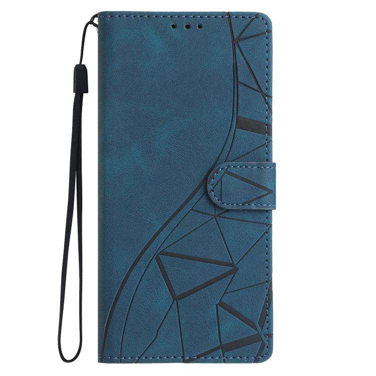 For Motorola Moto G52 Triangles Embossed Leather Phone Case(Blue)