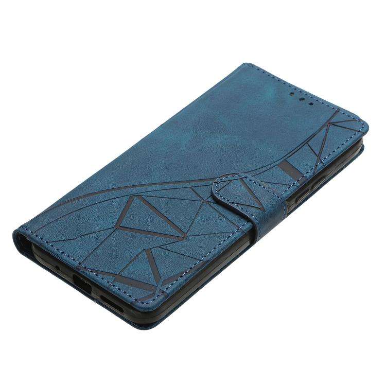 For Motorola Moto G52 Triangles Embossed Leather Phone Case(Blue)