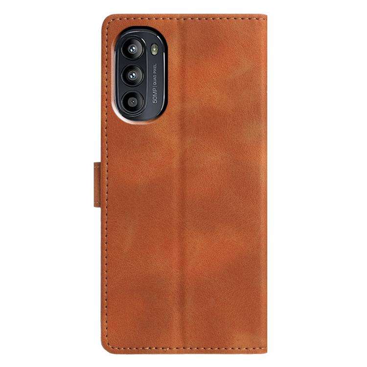 For Motorola Moto G52 Triangles Embossed Leather Phone Case(Brown)