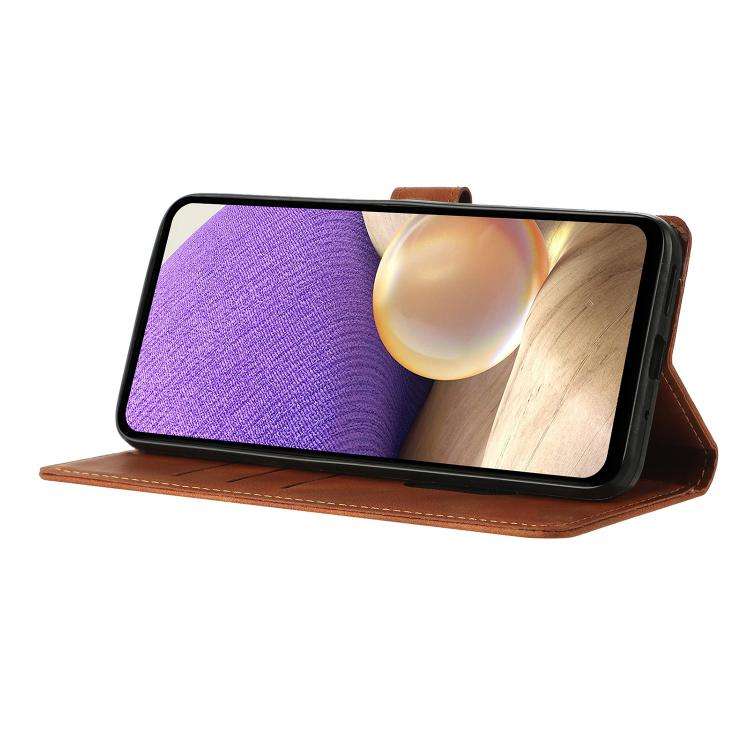 For Motorola Moto G52 Triangles Embossed Leather Phone Case(Brown)