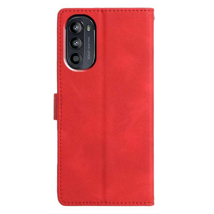 For Motorola Moto G52 Triangles Embossed Leather Phone Case(Red)