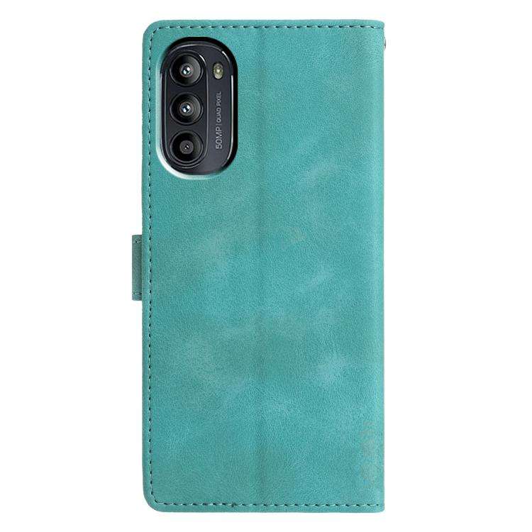 For Motorola Moto G52 Triangles Embossed Leather Phone Case(Green)