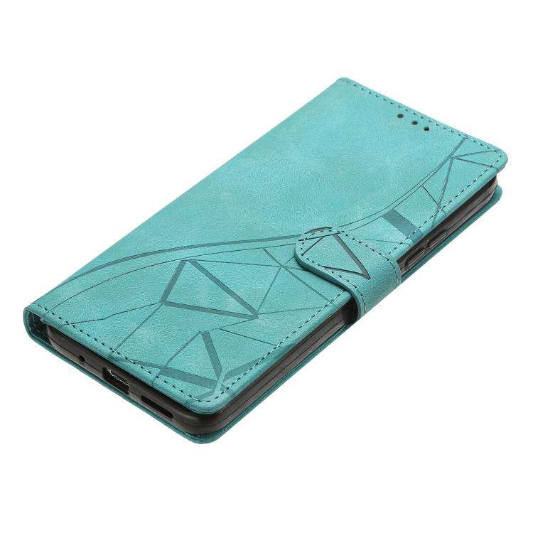For Motorola Moto G52 Triangles Embossed Leather Phone Case(Green)