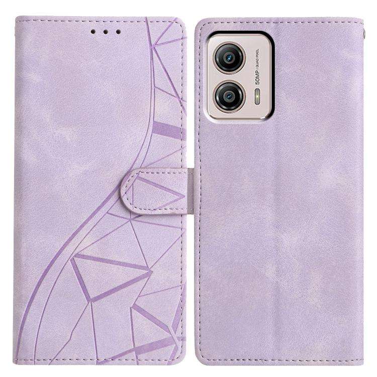 For Motorola Moto G53 5G Triangles Embossed Leather Phone Case(Purple)