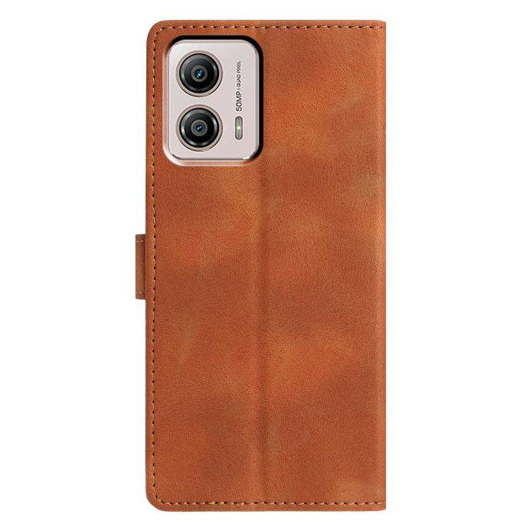 For Motorola Moto G53 5G Triangles Embossed Leather Phone Case(Brown)